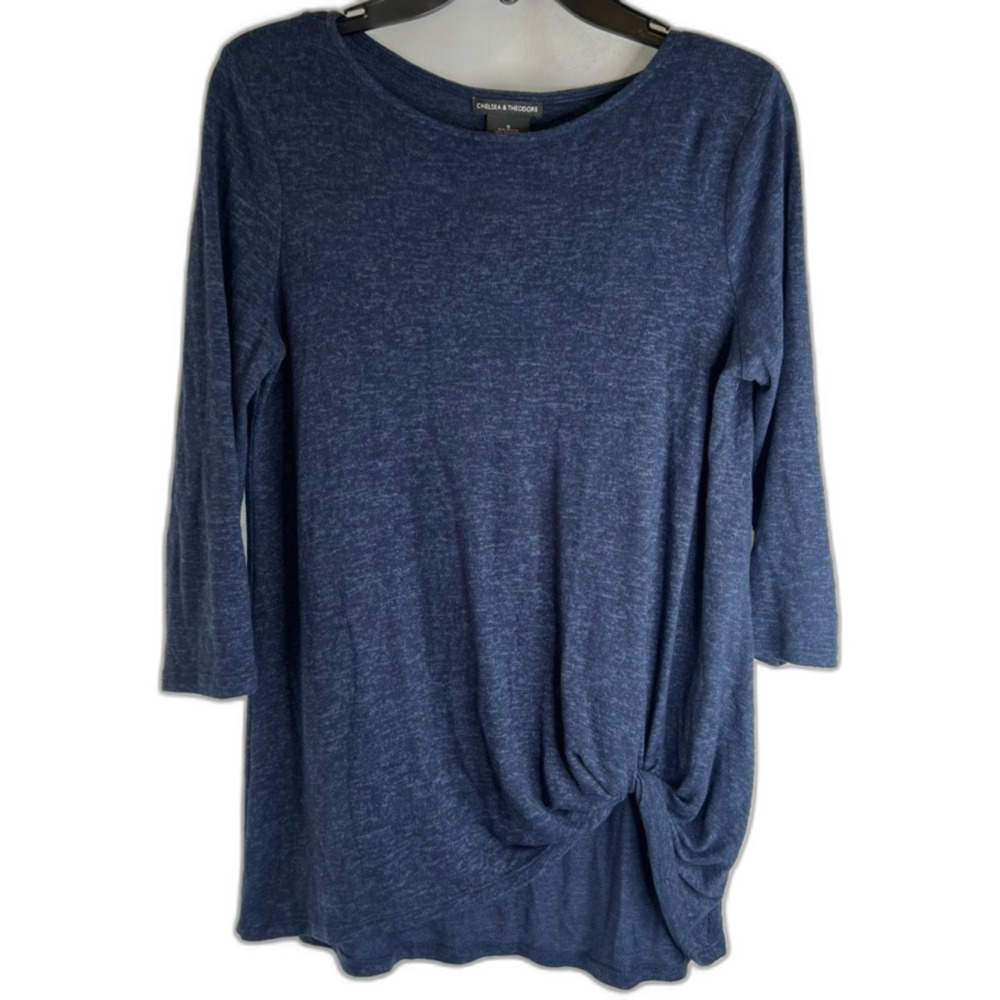 Chelsea & Theodore Faux Wrap Front 3/4 Sleeve‎ Lightweight Sweater Sz Small